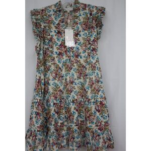 Caroline Constas Floral Ruffle Tiered Dress Size L NWT Boho Cottagecore